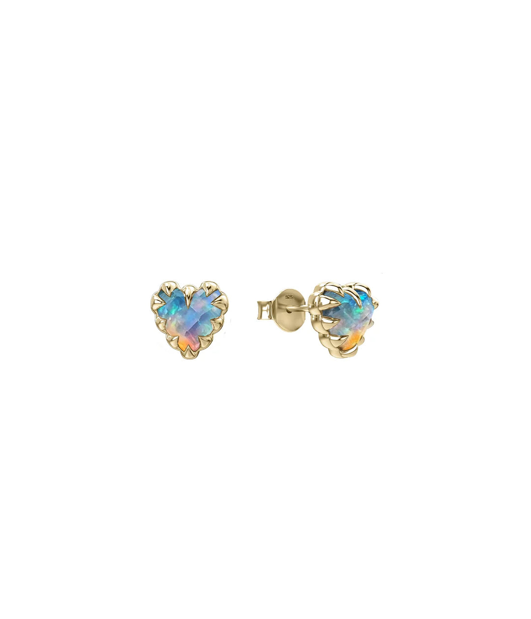 Stolen Gold Plated Love Claw Earrings - Opal