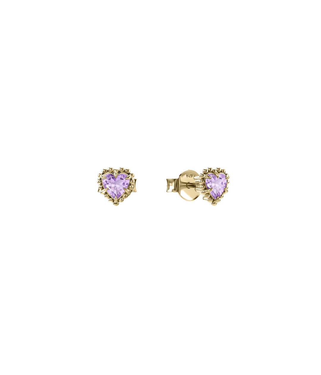 Stolen Gold Plated Dahlias Heart Earrings with Pink Amethyst