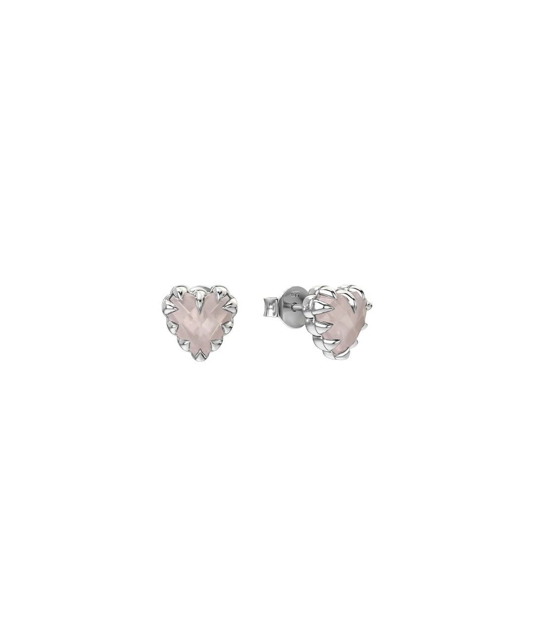 Stolen Silver Love Claw Earrings  - Rose Quartz