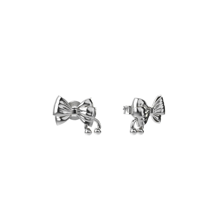 Stolen Silver Pierced Bow Earrings