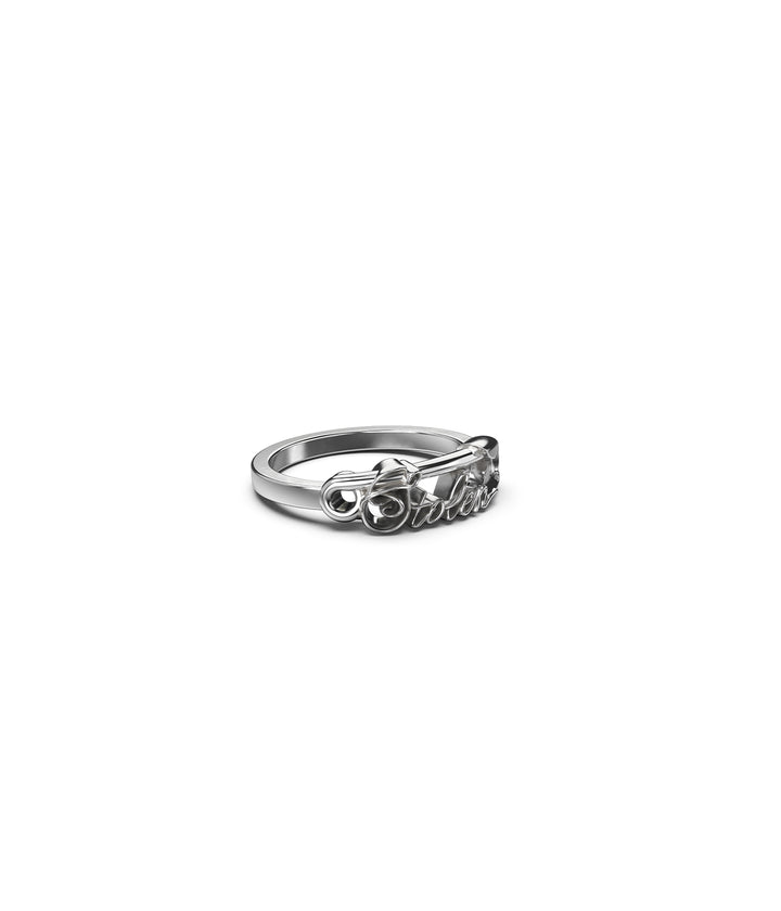Stolen Silver Scripted Pin Ring
