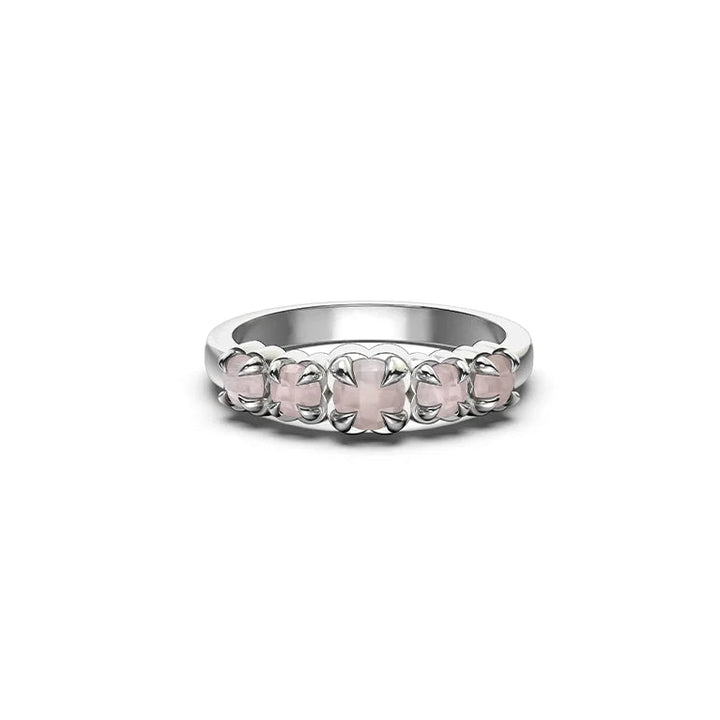 Stolen Silver Halo Cluster Ring  - Rose Quartz
