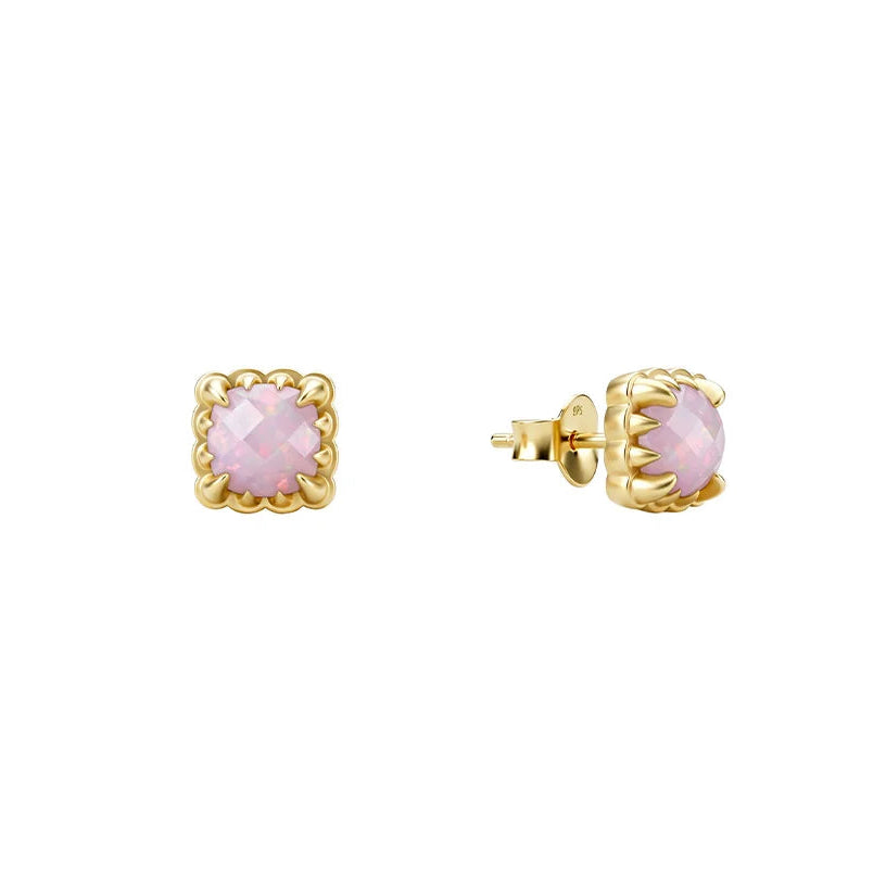 Stolen Gold Plated Mini Claw Studs - Pink Bello Opal