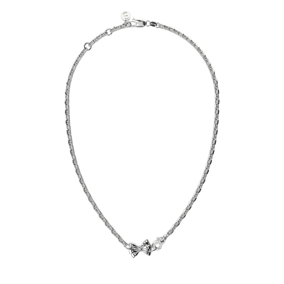 Stolen Silver Pierced Bow Necklace