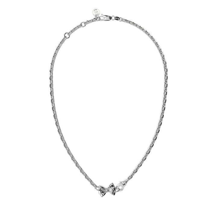 Stolen Silver Pierced Bow Necklace