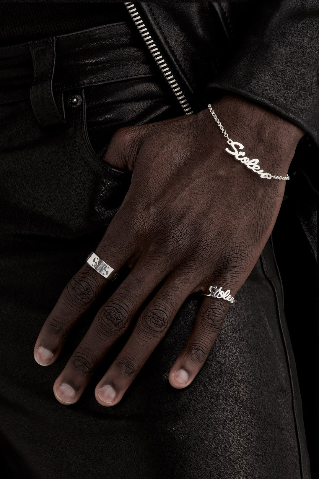 Stolen Silver Script Ring