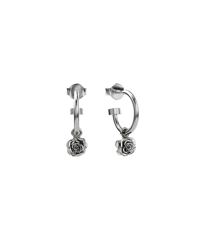 Stolen Silver Rose Bud Anchor Earrings