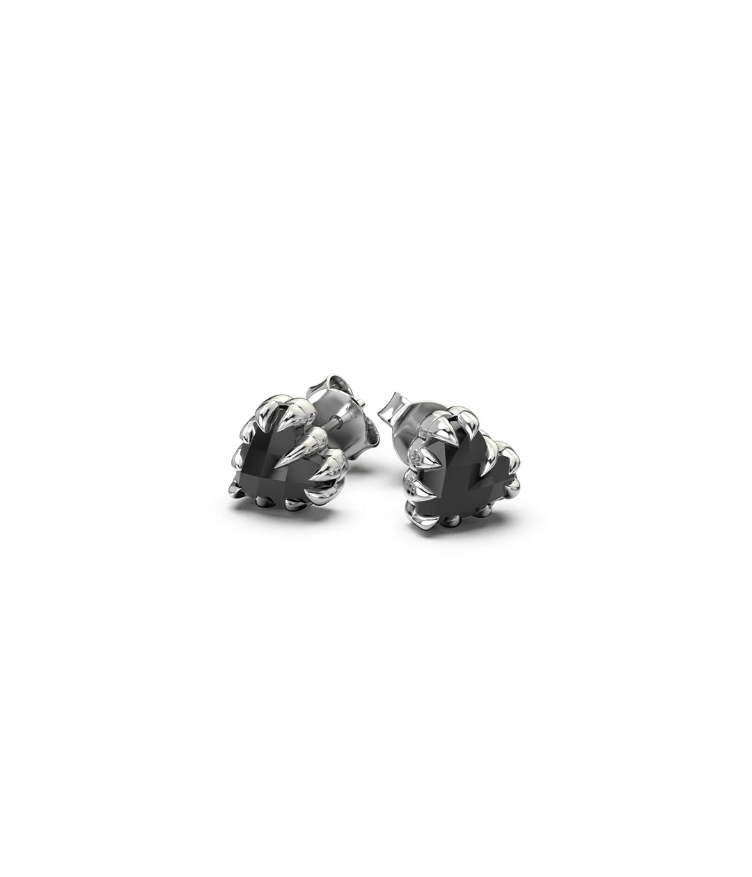 Stolen Silver Love Claw Stud Earrings - Onyx