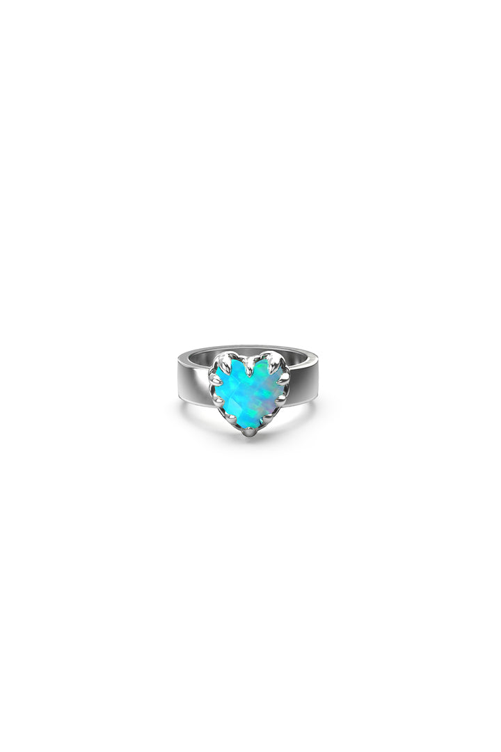 Stolen Silver Love Claw Ring - Opal