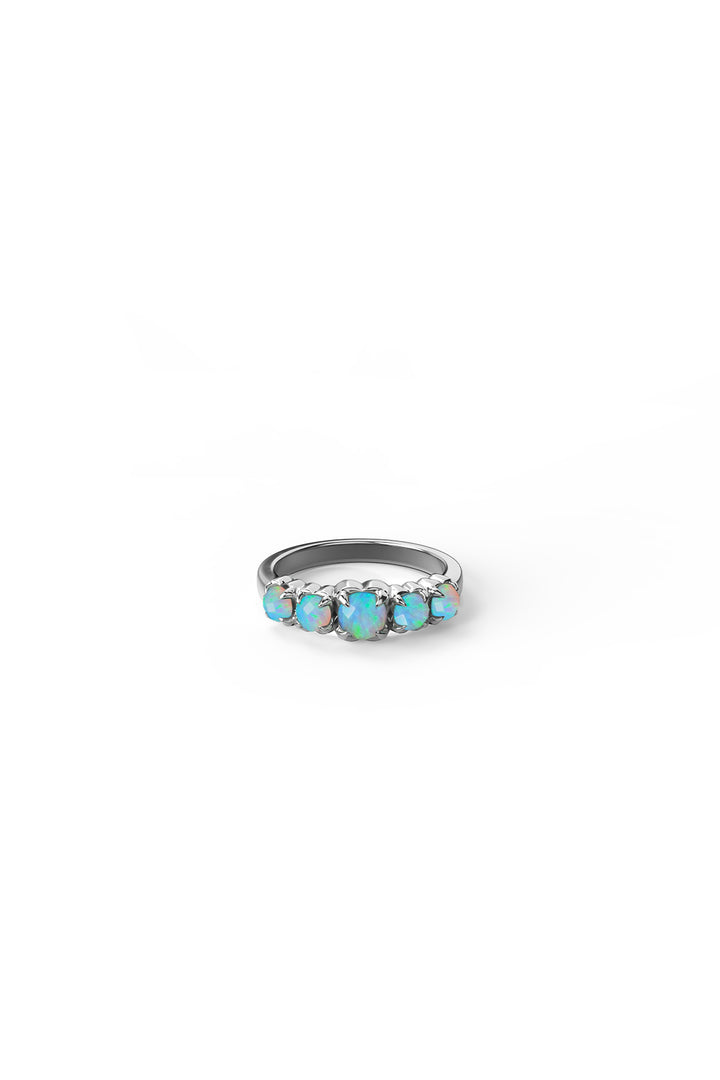 Stolen Silver Halo Cluster Ring - Opal
