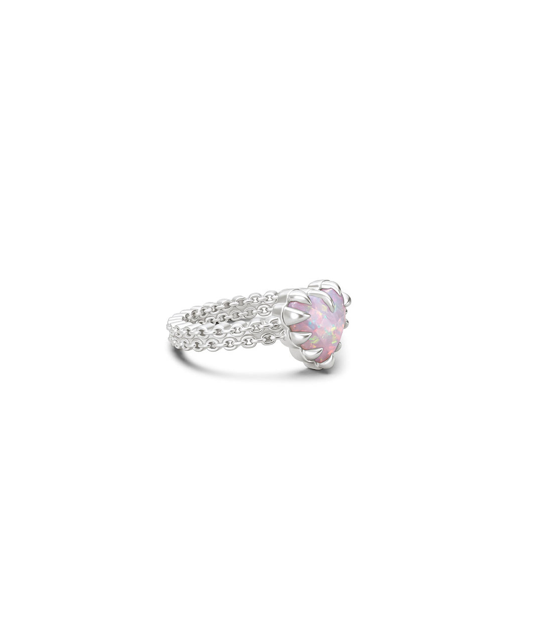 Stolen Silver Mini Claw Ring - Pink Bello Opal