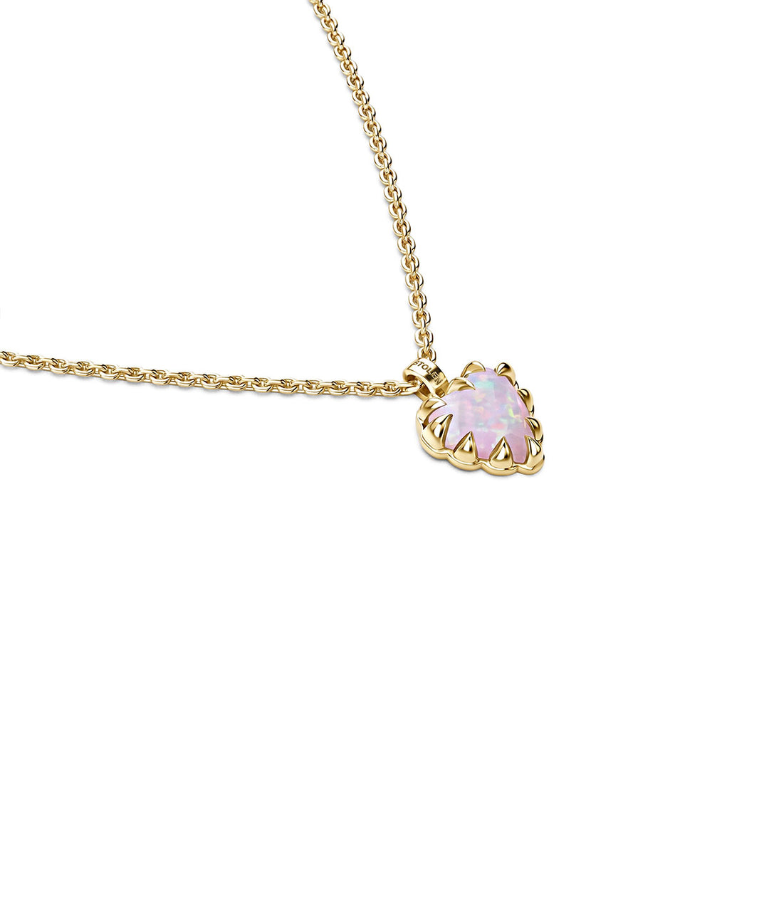 Stolen Gold Plated Love Claw Necklace - Pink Bello Opal