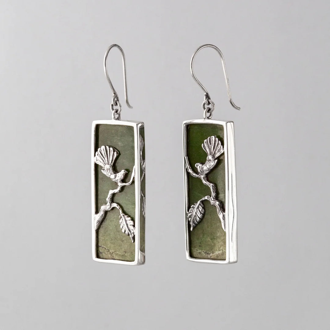Nick Von K Sterling Silver and Pounamu Calypso Earrings