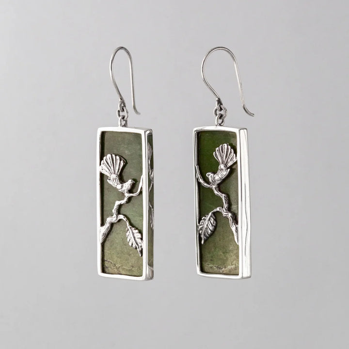 Nick Von K Sterling Silver and Pounamu Calypso Earrings