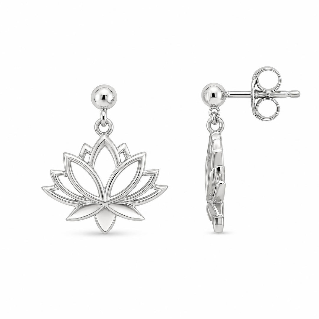 LT Sterling Silver Lotus Earrings