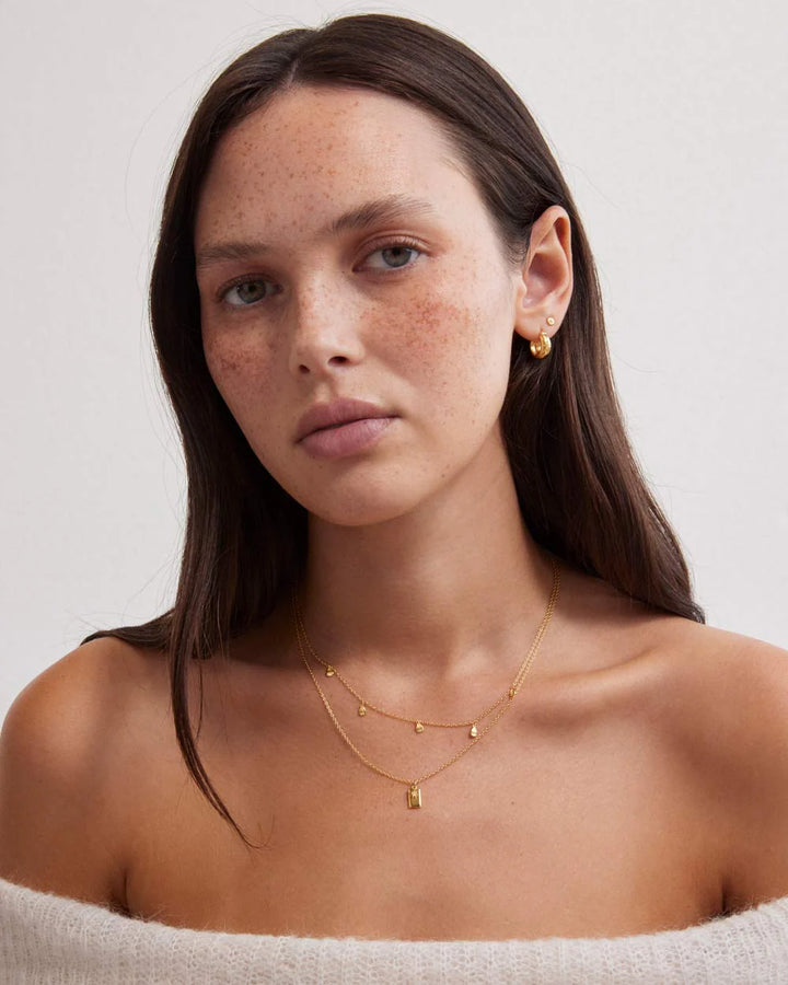 Kirstin Ash Guiding Star Etched Hoops 18ct Gold Plated