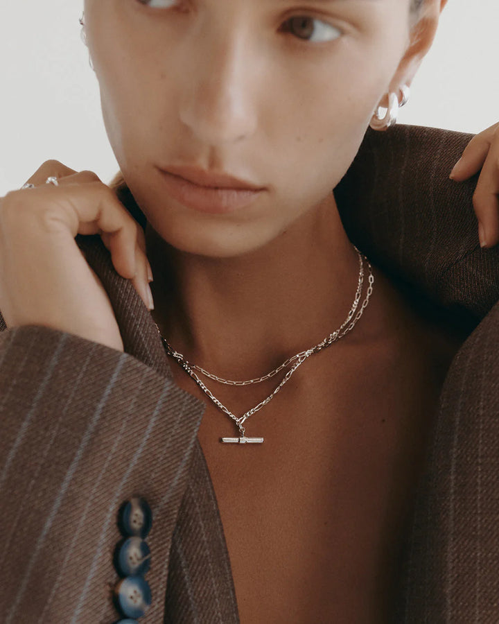 Kirstin Ash Rhythm T-Bar Necklace Sterling Silver