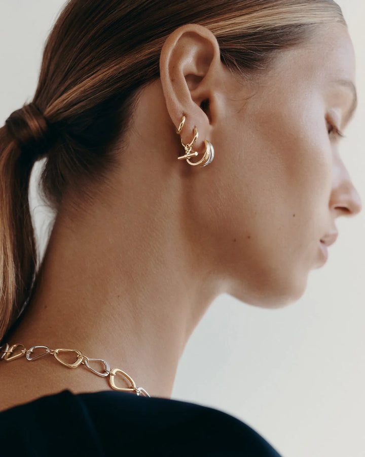 Kirstin Ash Rhythm T-Bar Hoops 18ct Gold Plated