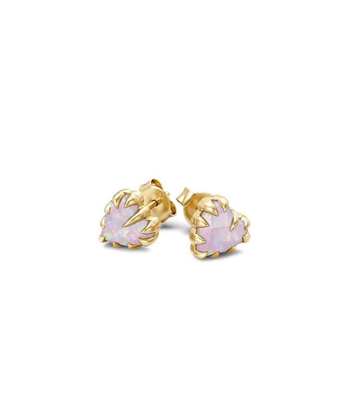 Stolen Gold Plated Love Claw Earrings - Pink Bello Opal