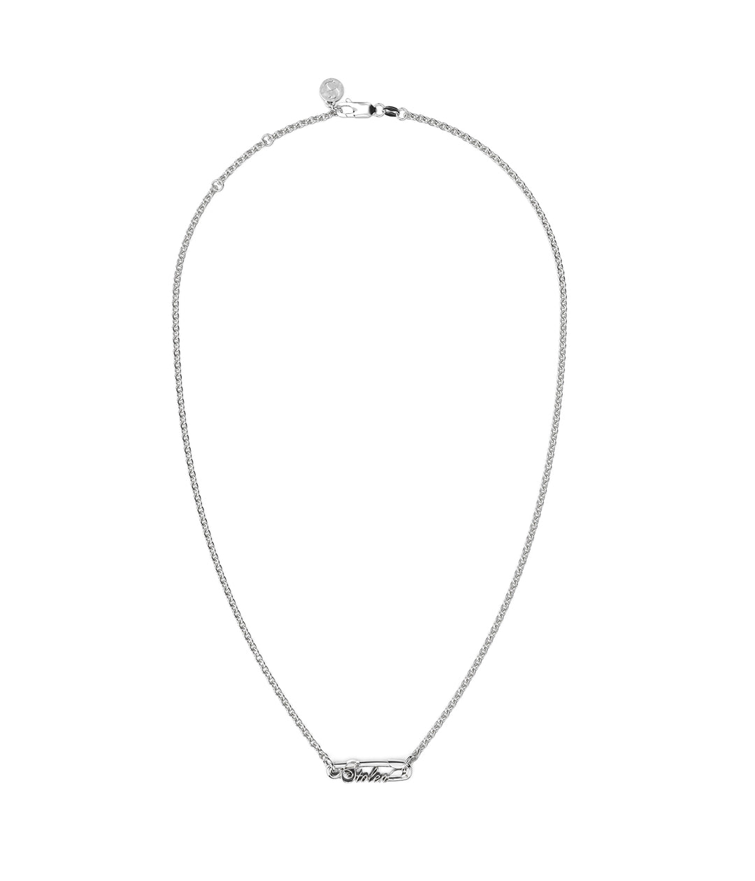 Stolen Silver Scripted Pin Necklace