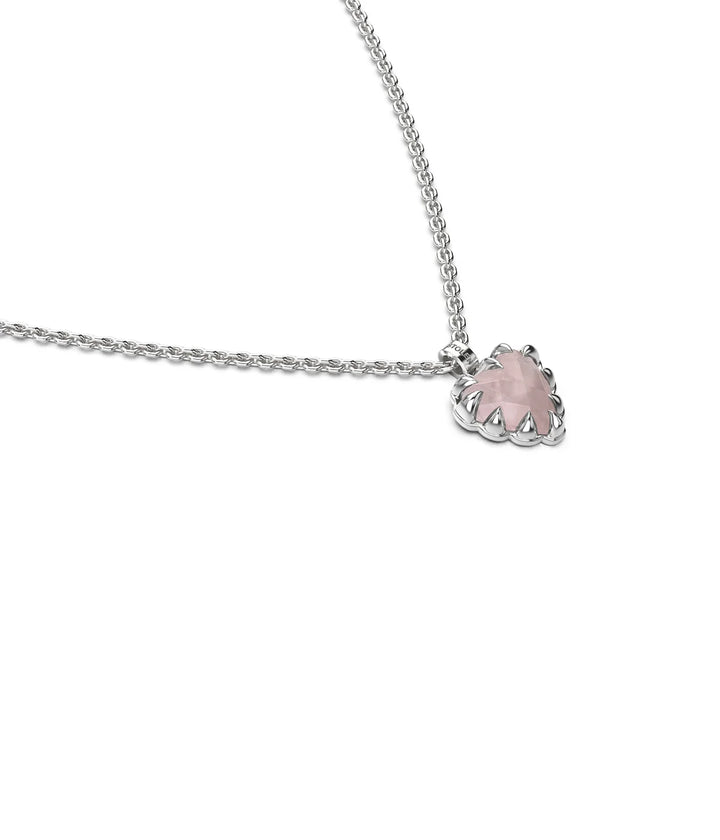 Stolen Silver Love Claw Necklace  - Rose Quartz