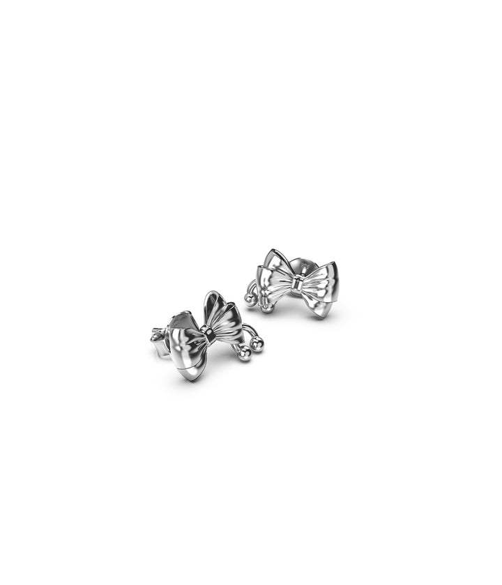 Stolen Silver Pierced Bow Earrings