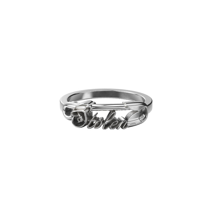 Stolen Silver Scripted Pin Ring