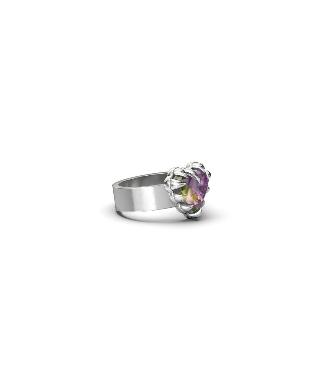 Stolen Love Claw Silver Ring - Mystic Quartz