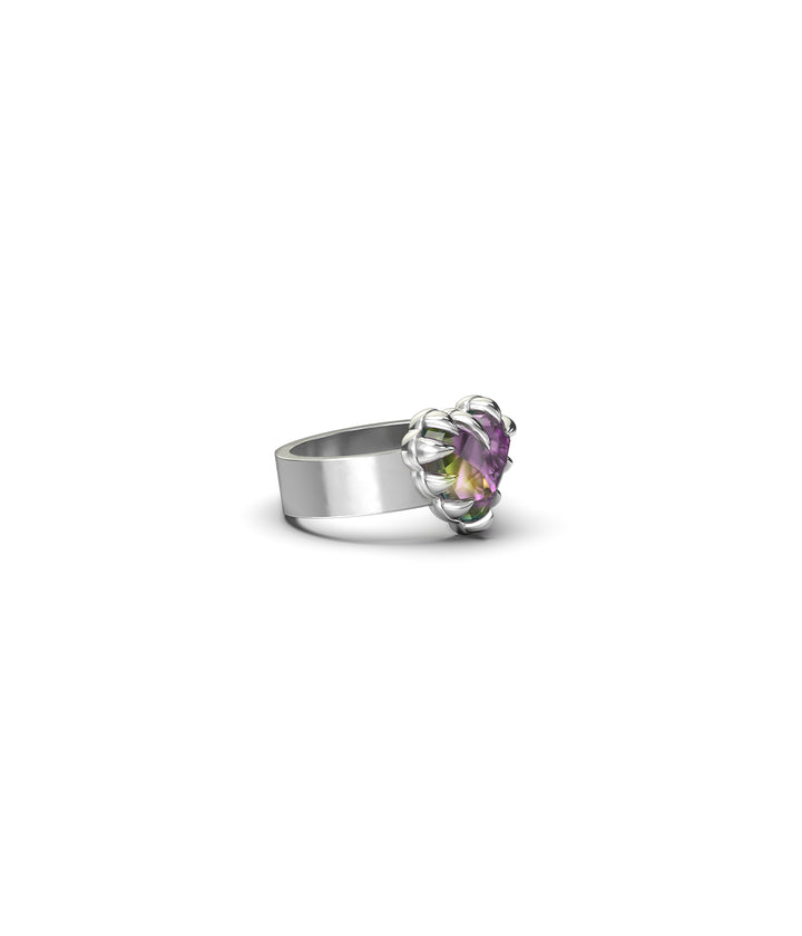Stolen Love Claw Silver Ring - Mystic Quartz