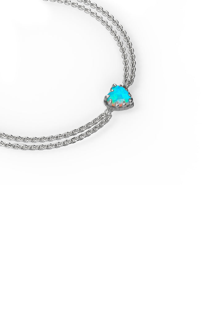 Stolen Silver Love Claw Bracelet - Opal