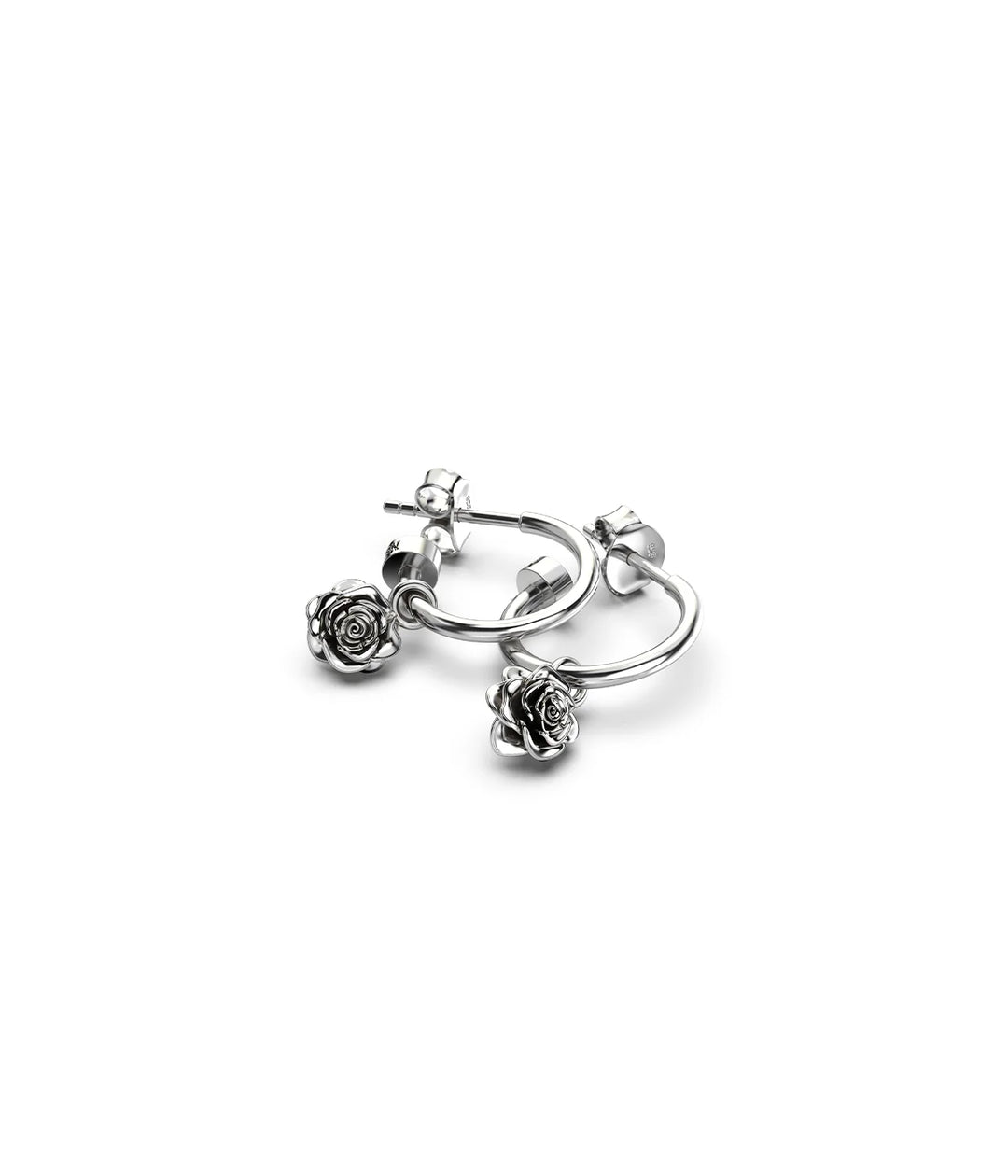 Stolen Silver Rose Bud Anchor Earrings