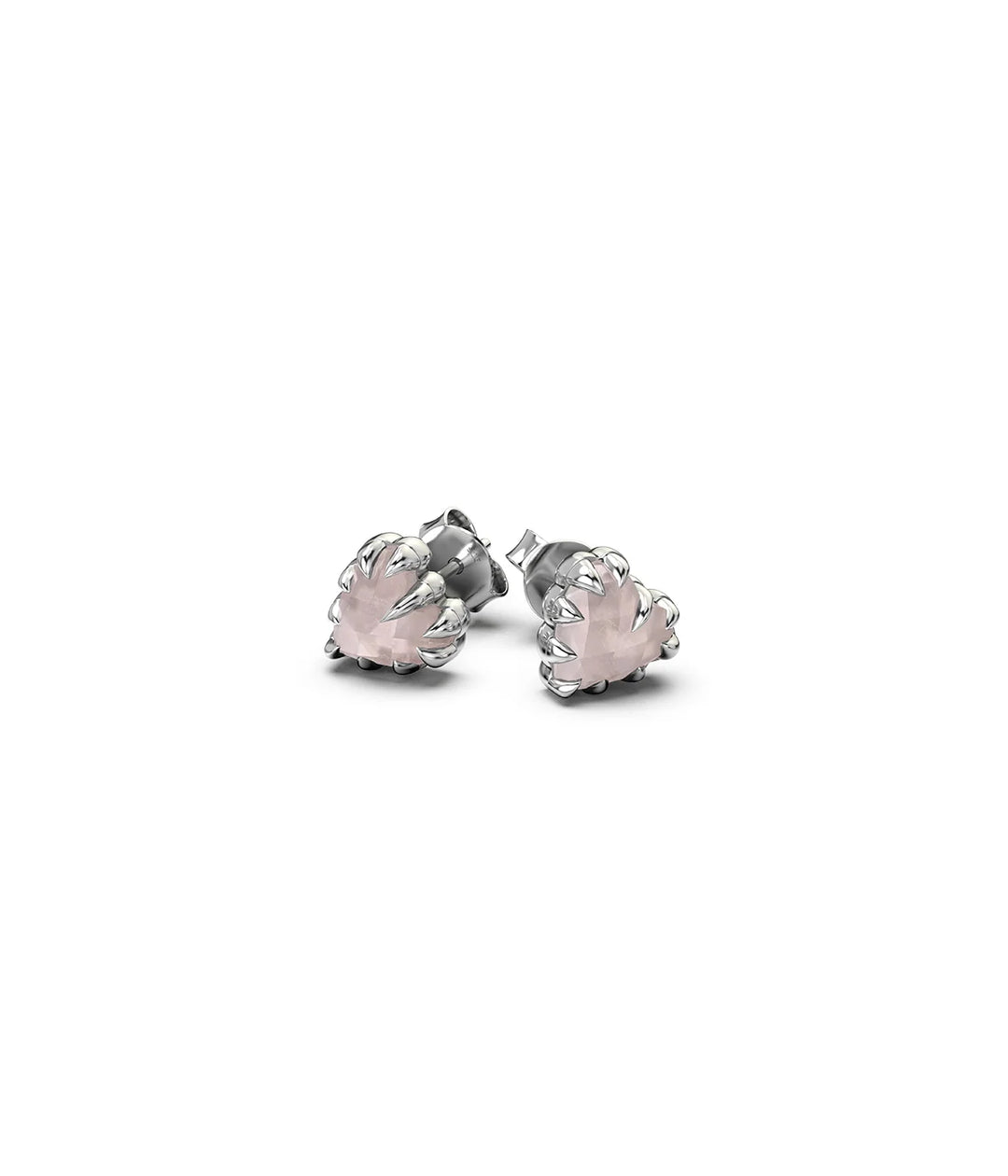 Stolen Silver Love Claw Earrings  - Rose Quartz