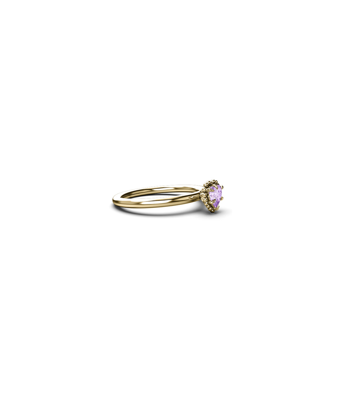 Stolen Gold Plated Dahlias Heart Ring with Pink Amethyst