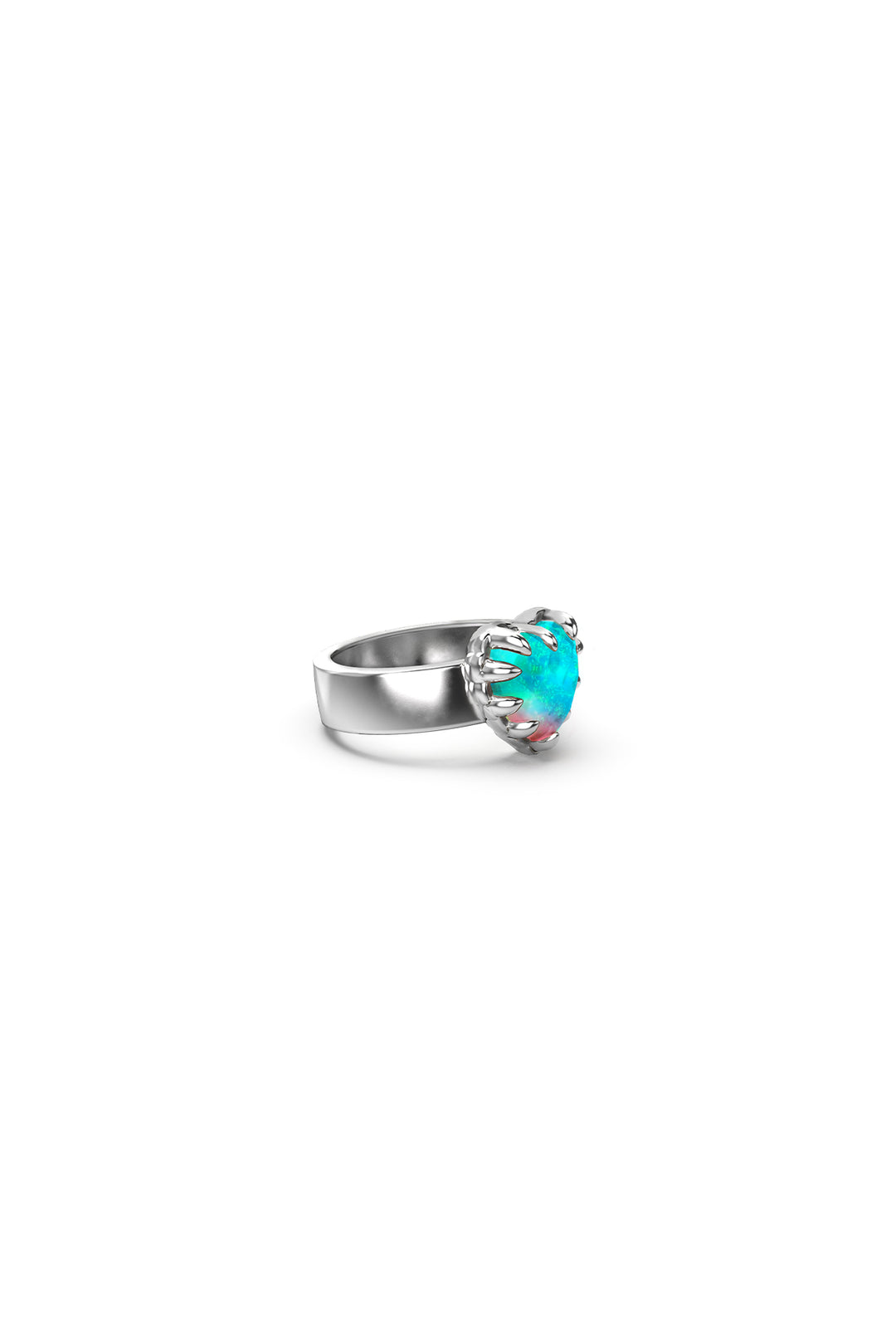 Stolen Silver Love Claw Ring - Opal