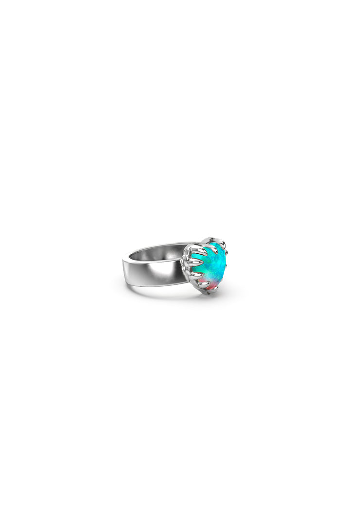 Stolen Silver Love Claw Ring - Opal