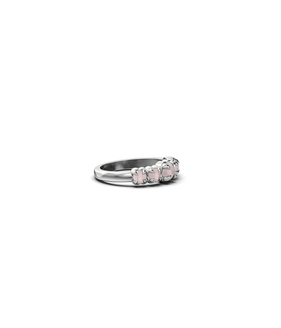 Stolen Silver Halo Cluster Ring  - Rose Quartz