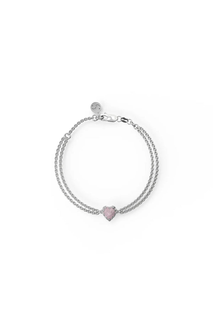 Stolen Silver Love Claw Bracelet  - Rose Quartz
