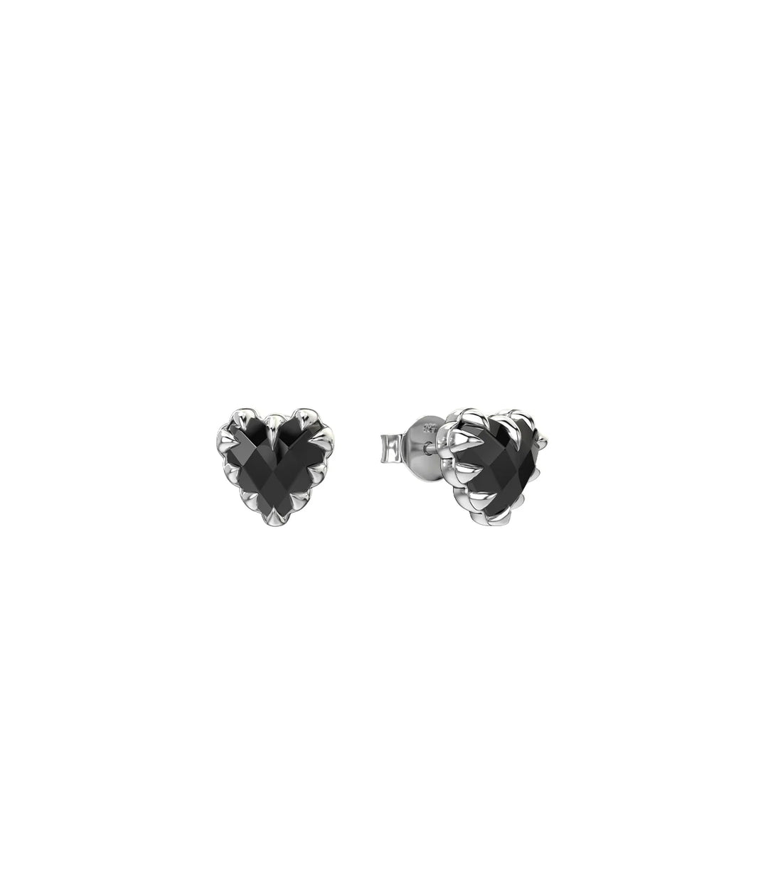 Stolen Silver Love Claw Stud Earrings - Onyx