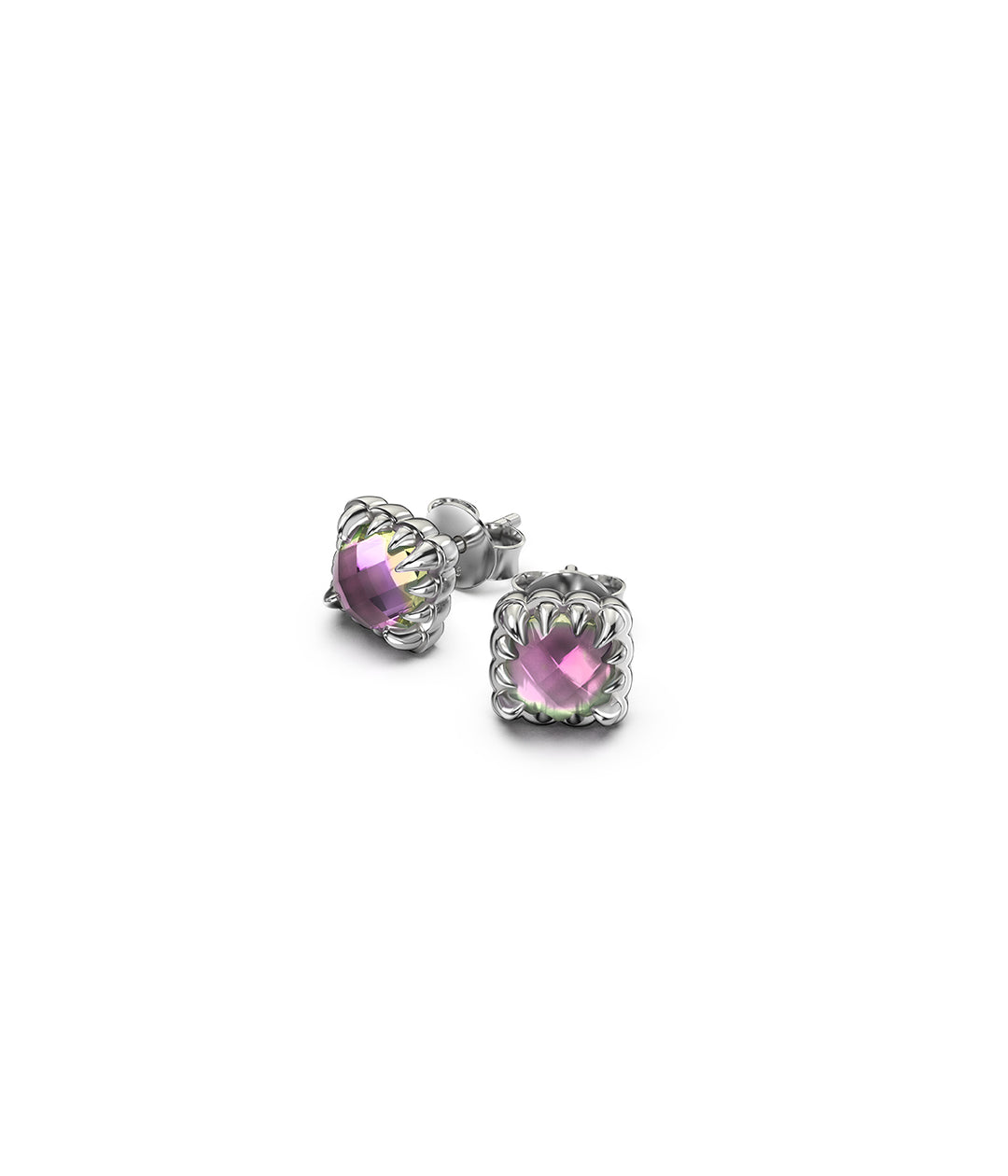 Stolen Mini Claw Silver Studs - Mystic Quartz