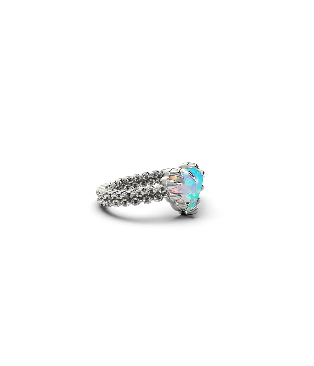Stolen Silver Mini Love Claw Ring - Opal