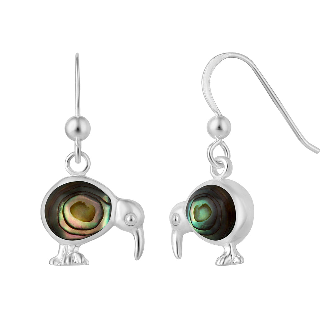 LT Sterling Silver Paua Kiwi Earrings