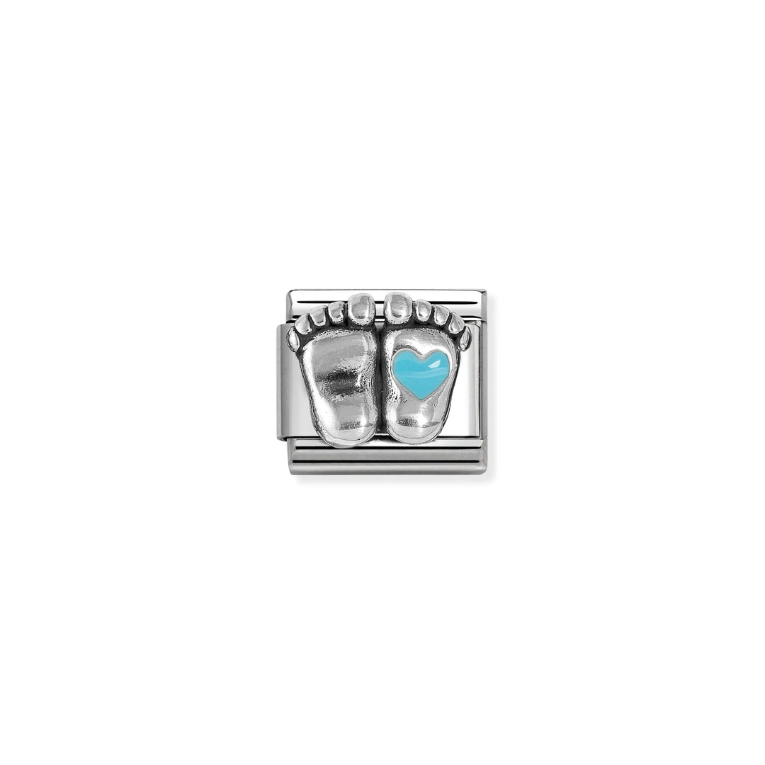Nomination Classic Link 330204/30 Baby Feet Blue Enamel in Sterling Silver