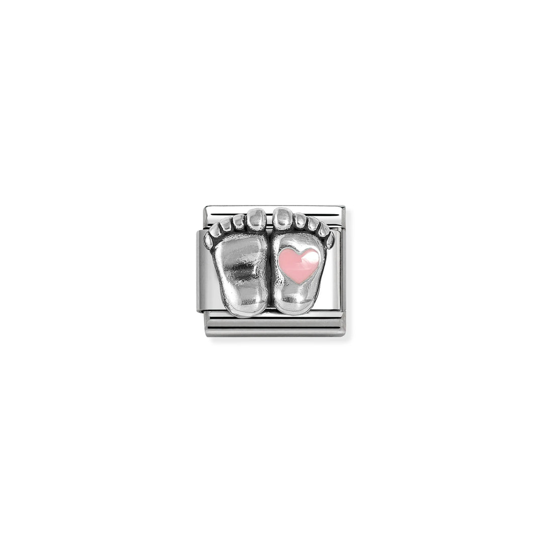 Nomination Classic Link 330204/31 Baby Feet Pink Enamel in Sterling Silver