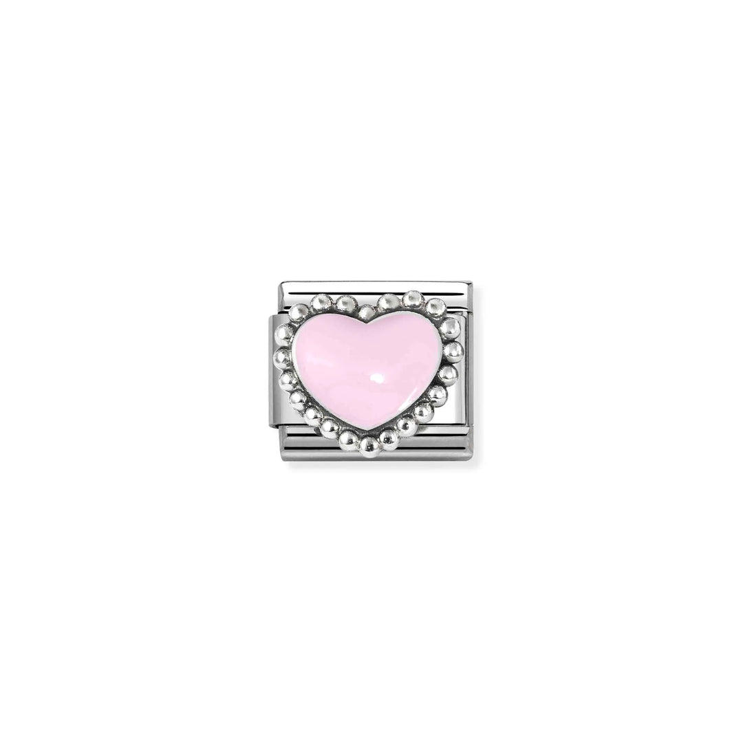 Nomination Classic Link 330204/33 Pastel Pink Heart in Sterling Silver & Enamel