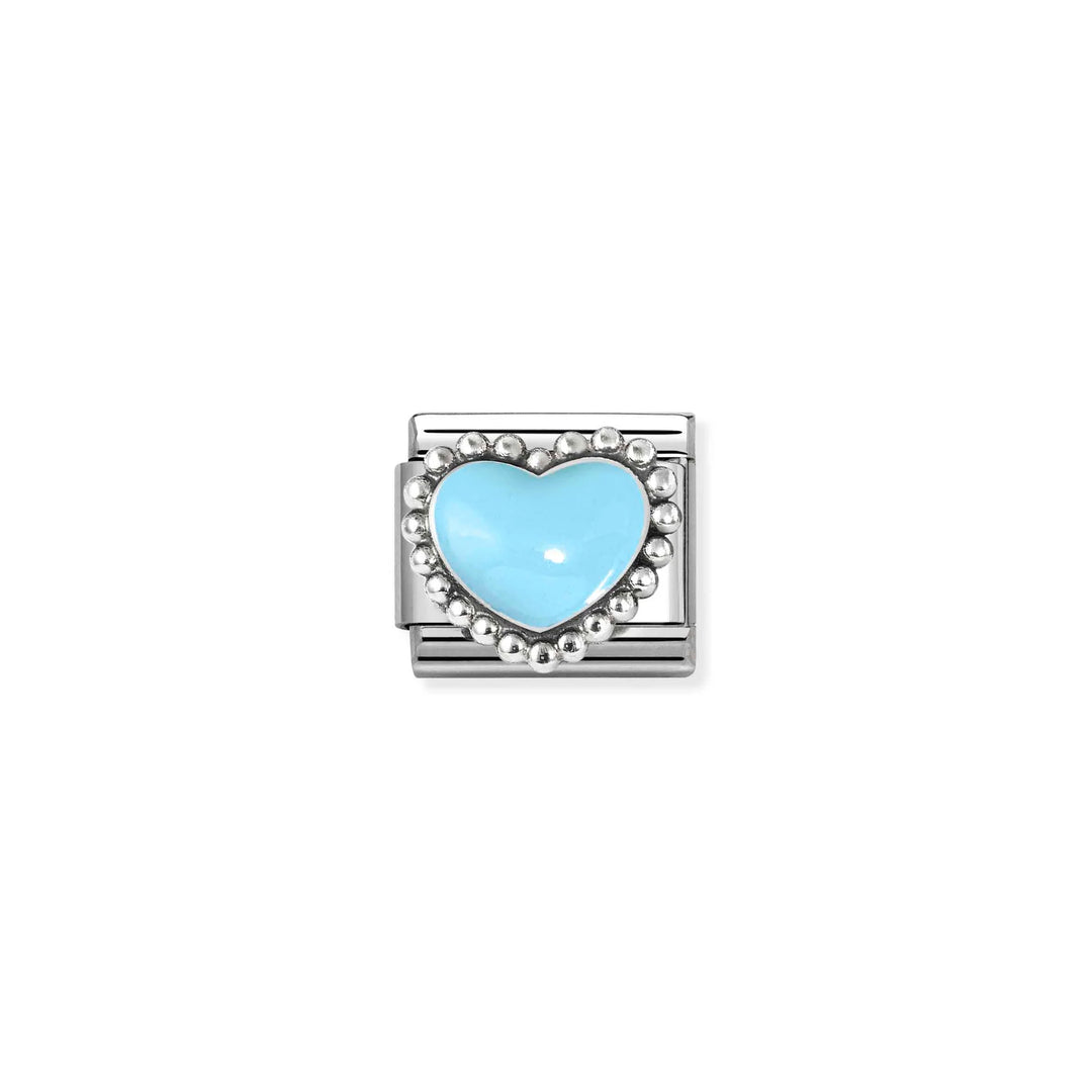 Nomination Classic Link 330204/34 Pastel Blue Heart in Sterling Silver & Enamel