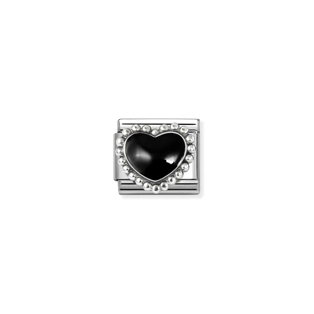 Nomination Classic Link 330204/38 Black Heart in Sterling Silver & Enamel