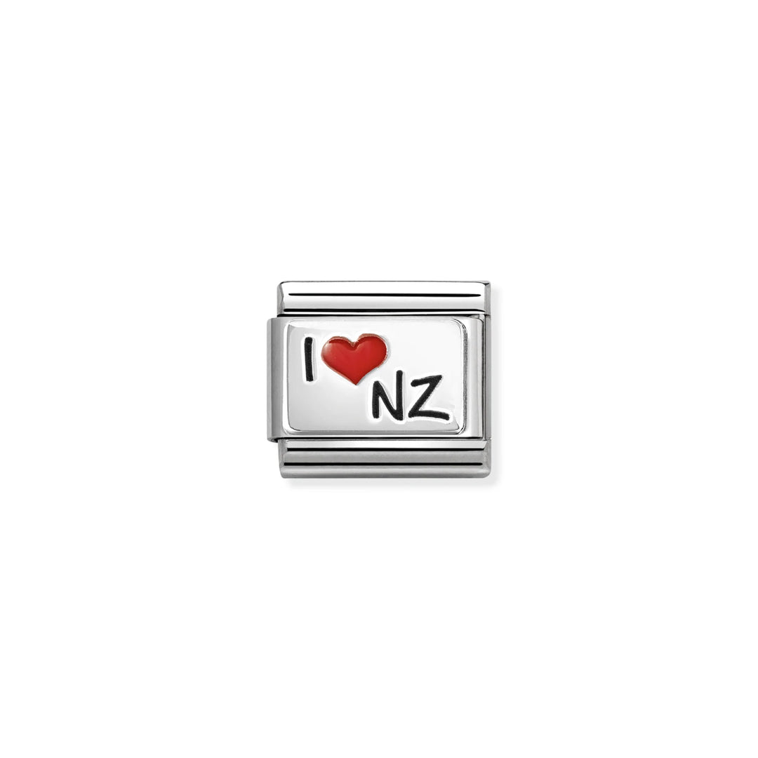 Nomination Classic Link 330209/74 I Love NZ Heart in Enamel & Sterling Silver