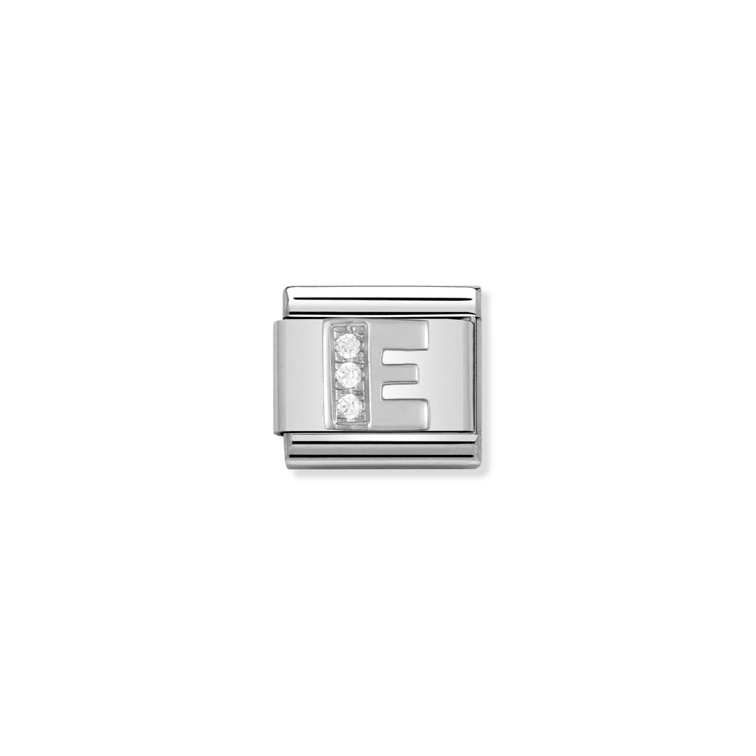 Nomination Classic Link 330301/02 Letter E with CZ in Sterling Silver