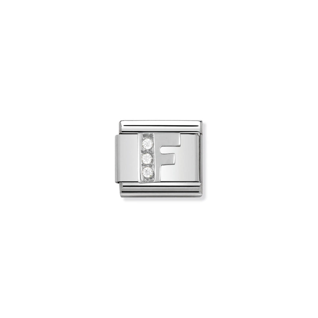 Nomination Classic Link 330301/02 Letter F with CZ in Sterling Silver