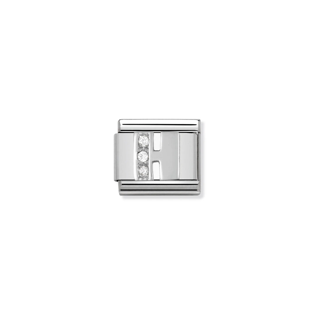 Nomination Classic Link 330301/02 Letter H with CZ in Sterling Silver